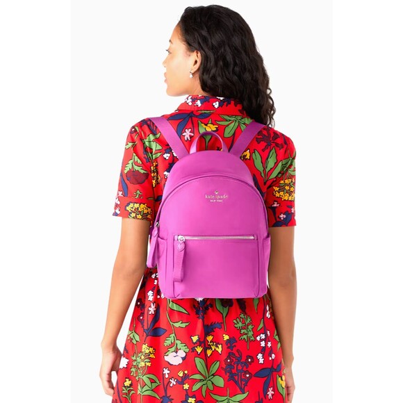 New Kate Spade Chelsea Medium Backpack Nylon Baja Rose - Picture 3 of 5